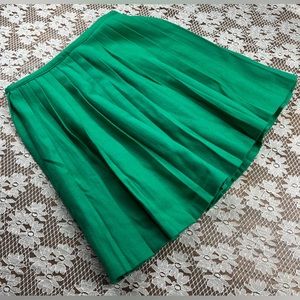 Vintage 1950s 1960s Home Sewn Pleated Green Wool Short Mini Cheerleader Skirt S